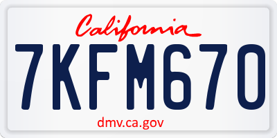 CA license plate 7KFM670