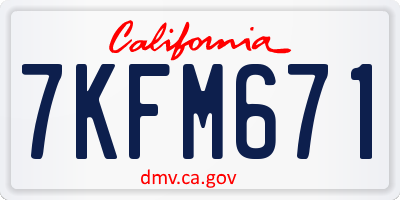 CA license plate 7KFM671