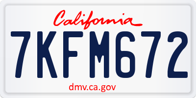 CA license plate 7KFM672