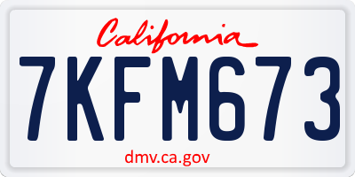 CA license plate 7KFM673