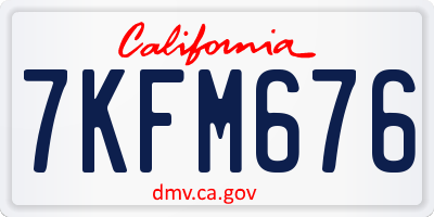 CA license plate 7KFM676