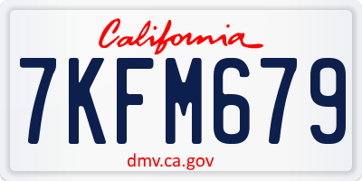 CA license plate 7KFM679