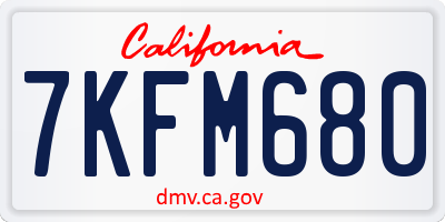 CA license plate 7KFM680
