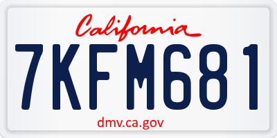 CA license plate 7KFM681
