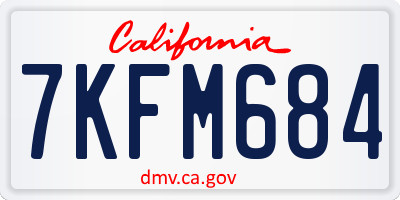 CA license plate 7KFM684