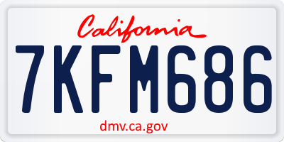 CA license plate 7KFM686