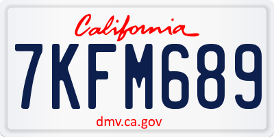 CA license plate 7KFM689