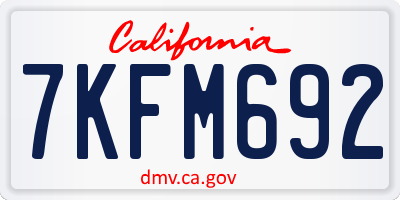 CA license plate 7KFM692