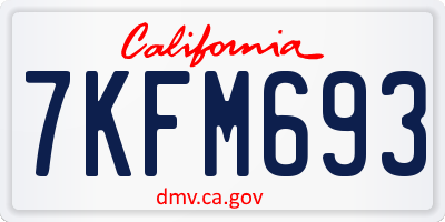CA license plate 7KFM693