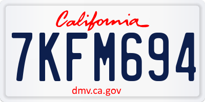 CA license plate 7KFM694