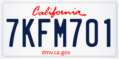 CA license plate 7KFM701