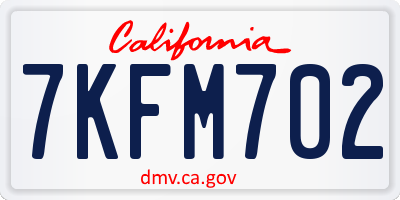CA license plate 7KFM702