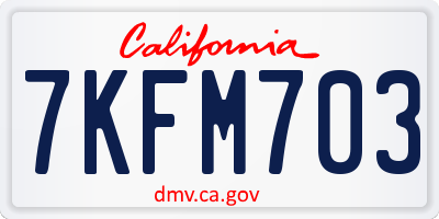 CA license plate 7KFM703