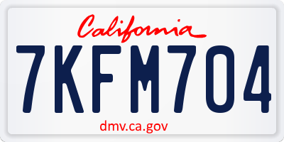 CA license plate 7KFM704