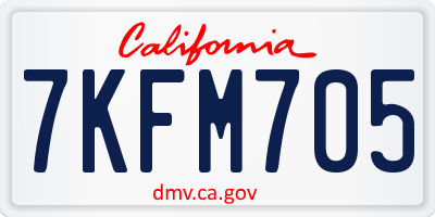 CA license plate 7KFM705