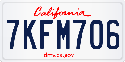 CA license plate 7KFM706