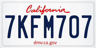 CA license plate 7KFM707