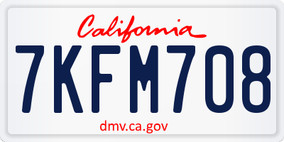 CA license plate 7KFM708