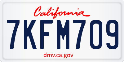 CA license plate 7KFM709