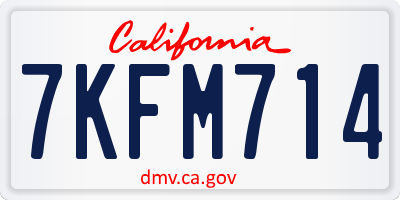 CA license plate 7KFM714