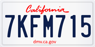 CA license plate 7KFM715