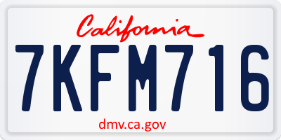 CA license plate 7KFM716