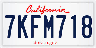 CA license plate 7KFM718