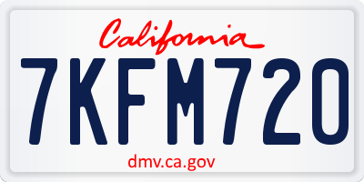 CA license plate 7KFM720
