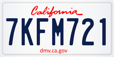 CA license plate 7KFM721