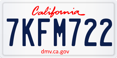 CA license plate 7KFM722