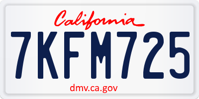CA license plate 7KFM725