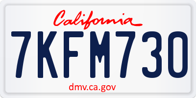 CA license plate 7KFM730