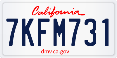 CA license plate 7KFM731