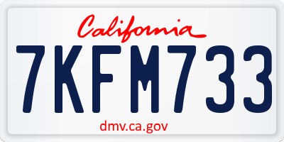 CA license plate 7KFM733