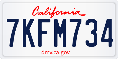 CA license plate 7KFM734