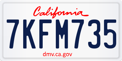 CA license plate 7KFM735