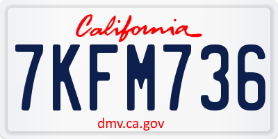 CA license plate 7KFM736