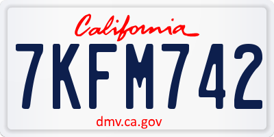 CA license plate 7KFM742