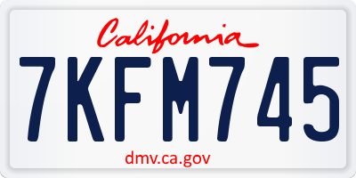 CA license plate 7KFM745
