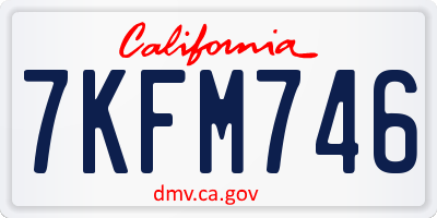 CA license plate 7KFM746