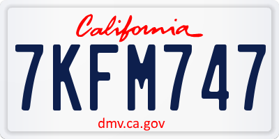 CA license plate 7KFM747