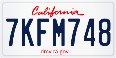CA license plate 7KFM748