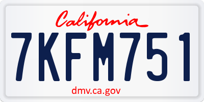 CA license plate 7KFM751