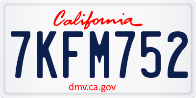 CA license plate 7KFM752