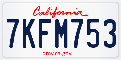 CA license plate 7KFM753
