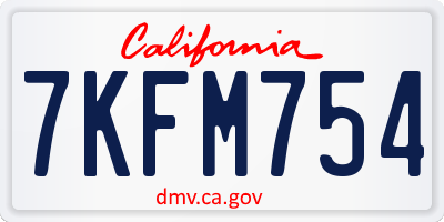 CA license plate 7KFM754
