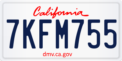 CA license plate 7KFM755