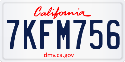 CA license plate 7KFM756