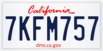 CA license plate 7KFM757