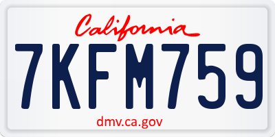 CA license plate 7KFM759